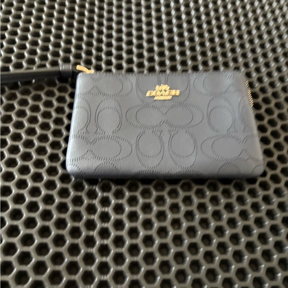 Coach Handbags - Coach Navy Wristlet with Signature Pattern